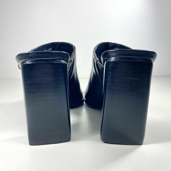Steve Madden Playa Black Leather Slip On Heeled Mules Slides Silver Tips 9.5 - Picture 7 of 10